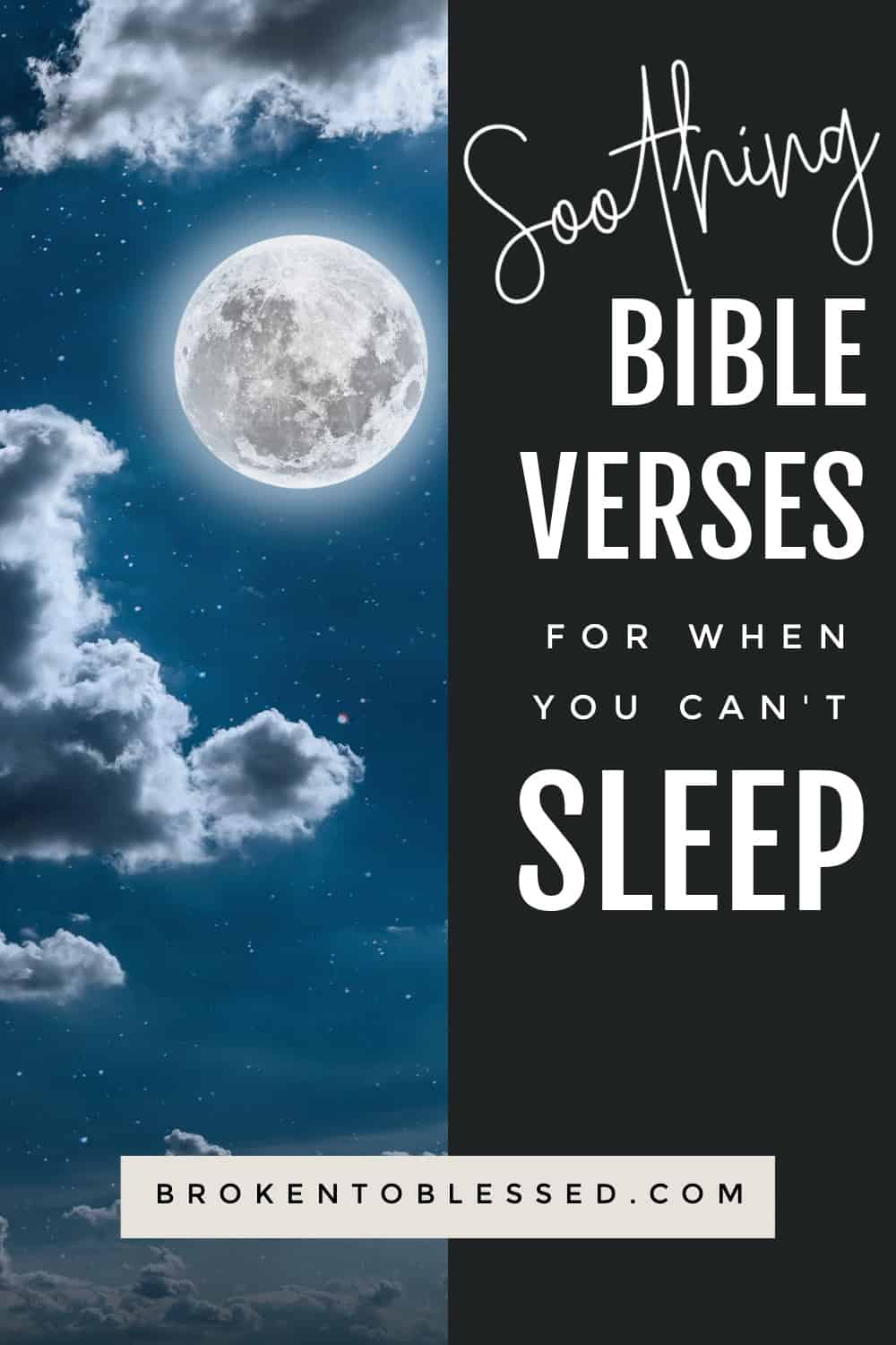 Pinterest image for Bible Verses when you can't sleep. 